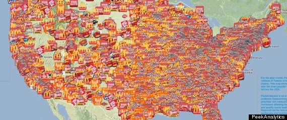 Burger chains on map